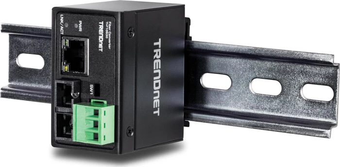 TRENDnet TI-F10S30 Hardened Industrial Railmount Media Converter, RJ-45, SC-Duplex 100Base-FX SM 30km