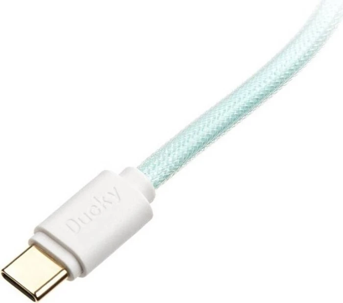 Ducky Premicord Spiralkabel USB-C auf USB-A, Tastaturkabel (Spiral-Textilkabel), 1.8m, Gradient Color Azure