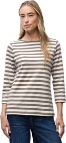 Street One Gestreiftes U-Boot Shirt langarm bark brown (Damen)