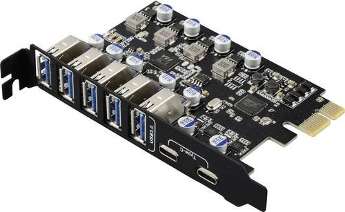 Renkforce 7 Port USB 3.0 -Controllerkarte PCIe, 2x USB-C 3.0/ 5x USB-A 3.0, PCIe 2.0 x1