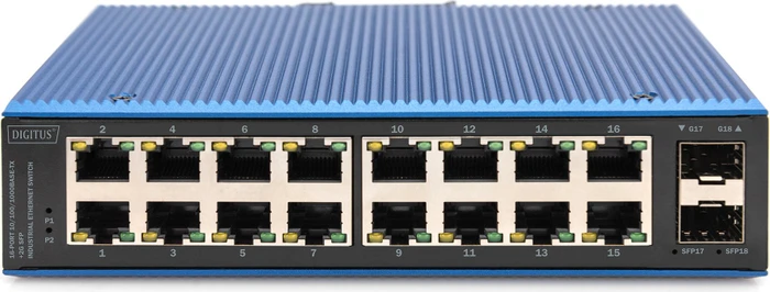 Digitus DN-65 Industrial Railmount Gigabit Switch, 16x RJ-45, 2x SFP