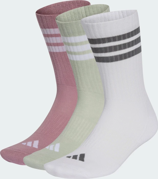 adidas 3-Streifen Cushioned Crew Socken magic mauve/white/halo green/grey four, 3 Paare