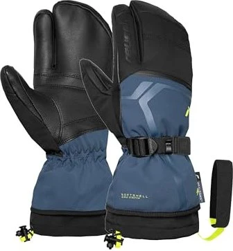 Reusch Down Spirit GTX Lobster Skihandschuhe black/dark denim/safe yellow