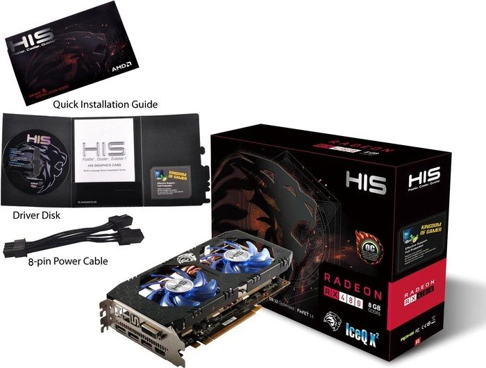 HIS Radeon RX 480 IceQ X² OC, 8GB GDDR5, DVI, HDMI, 3x DP