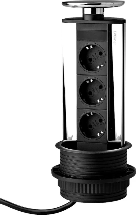 Schulte EvoLine Port Steckdosenturm, 3-fach, silber, 2.5m, silber