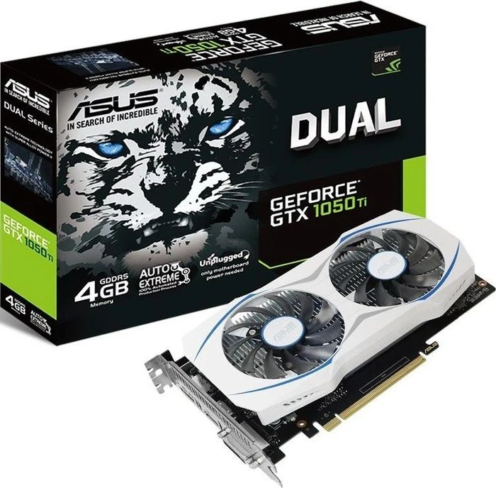 ASUS Dual GeForce GTX 1050 Ti, DUAL-GTX1050TI-4G, 4GB GDDR5, DVI, HDMI, DP