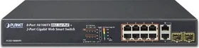 Planet FGSD Desktop Smart Switch, 8x RJ-45, 2x RJ-45/SFP, 125W PoE+ (FGSD-1008HPS)