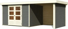 Karibu Askola 5 Gartenhaus inkl. Anbau 2.4m + Rück- und Seitenwand terragrau