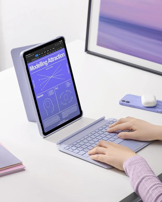 Inateck Abnehmbare Tastatur für iPad Air 4/iPad Air 5/iPad Air 6/iPad Pro 11", violett, DE