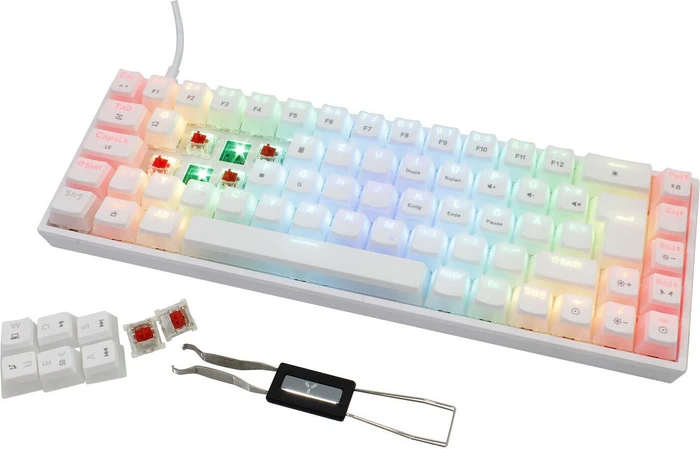 ISY IGK 5500-WT Gaming Tastatur, weiß, LEDs RGB, hot-swap, Outemu Red, USB, DE