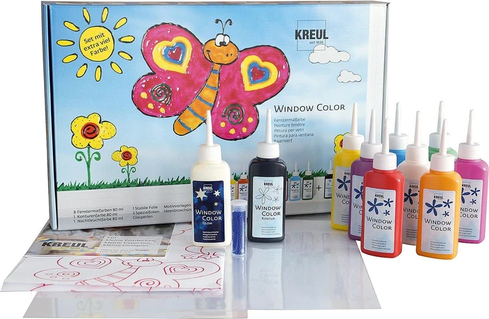 Kreul Window Color Malfarbe Set mit extra viel Farbe, 8 Farben, 80ml
