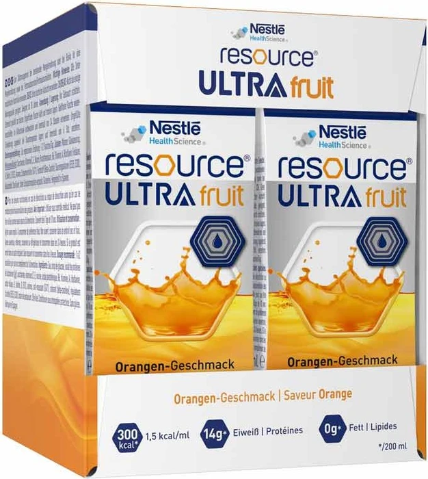 Nestlé Resource Ultra Fruit Trinknahrung Orange, 800g (4x 200g)