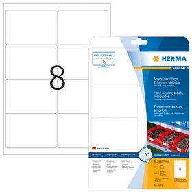 Herma Folienetiketten, 99.1x67.7mm, ablösbar, wetterfest, weiß, matt, 20 Blatt (160 Etiketten)