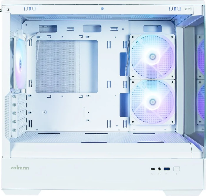Zalman P30 White, weiß, Glasfenster