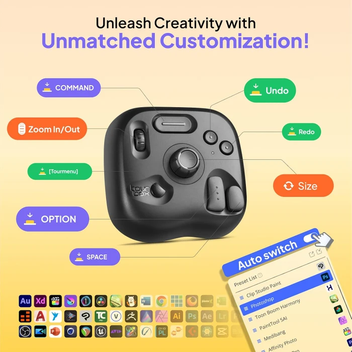 TourBox Lite Editing Controller, schwarz, USB-C