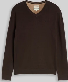 Tom Tailor Strickpullover mit V-Ausschnitt aus Baumwolle Strickpullover braun (Herren)