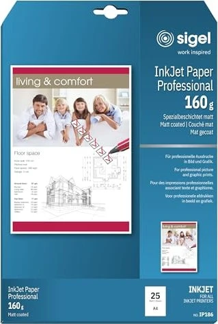 Sigel Professional Inkjetpapier matt weiß, A4, 160g/m², 25 Blatt