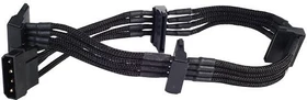 SilverStone SATA-Stromadapter 4-Pin [IDE] auf 4x 15-Pin [SATA] 30cm, sleeved schwarz (SST-PP07-BTSB / 40097)