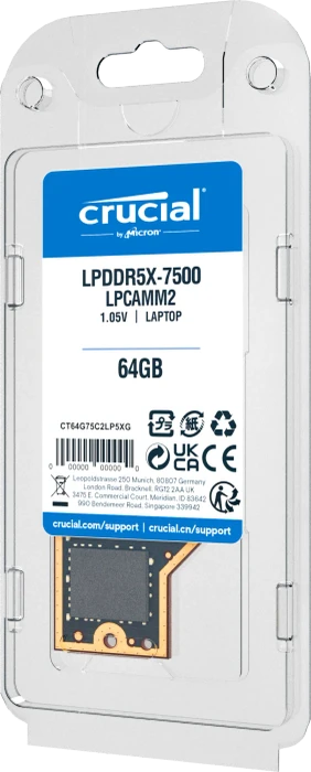 Crucial LPCAMM2 64GB, LPDDR5X-7500