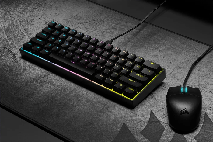 Corsair Gaming K65 RGB Mini, 60%, schwarz, MX SPEED RGB Silver, USB, DE