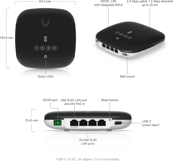 Ubiquiti UFiber 6 WiFi 6 GPON CPE