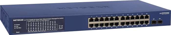 Netgear ProSAFE GS700 Rackmount Gigabit Smart Switch, 24x RJ-45, 2x SFP, 380W PoE+