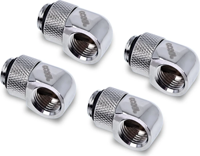 Alphacool Eiszapfen 90° L-Verbinder G1/4" AG auf G1/4" IG, verchromt, 4er-Pack