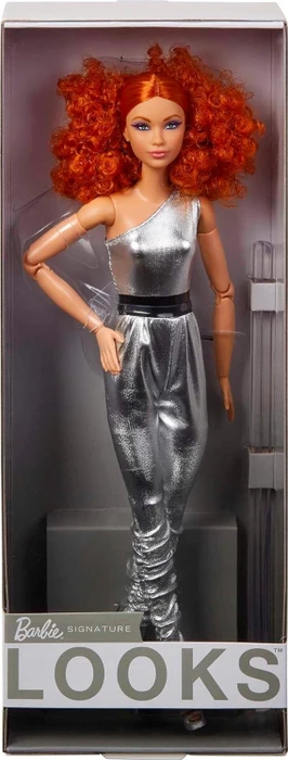 Mattel Barbie - Signature - Looks roten Locken silbern glänzender Jumpsuit