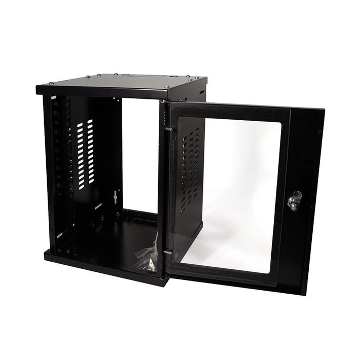 LogiLink 10" Wandgehäuse 8HE, montiert, Sicherheitsglastür, schwarz, 300mm tief