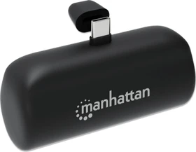Manhattan Powerbank 5000 mAh mit integriertem USB-C-Stecker 10 W schwarz