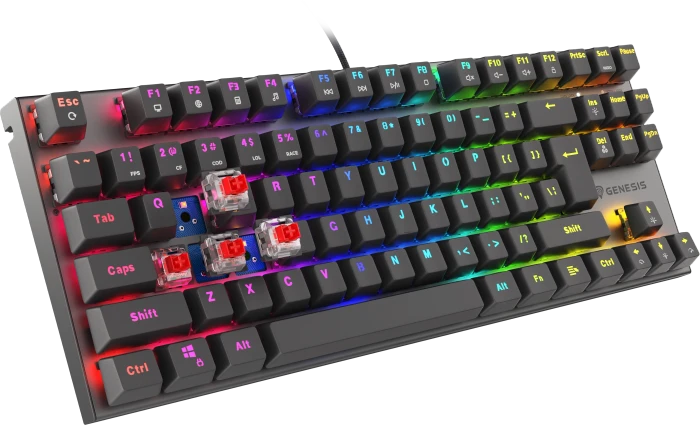 Genesis Thor 303 TKL, schwarz, LEDs RGB, hot-swap, Gaote Outemu BROWN, USB, DE