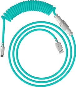 HP HyperX Coiled Cable USB-C auf USB-A, Tastaturkabel (Spiral-Textilkabel), 1.22m, grün/weiß