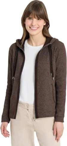 CECIL Langarm Jacke mit Kapuze und Taschen Hoodie macchiato brown (Damen)