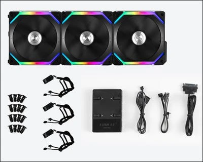 Lian Li Uni Fan SL120 RGB, schwarz, LED-Steuerung, Lüftersteuerung, 120mm, 3er-Pack