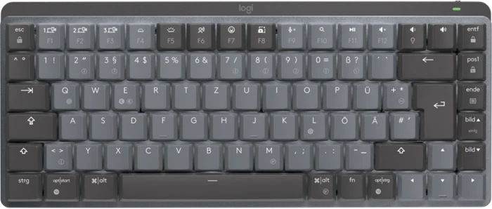 Logitech MX Mechanical Mini, Graphite, LEDs weiß, Logi Bolt, Kailh Choc V2 LOW PROFILE BROWN, USB/Bluetooth, DE
