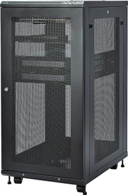 StarTech RK2433BKM Serverschrank 24HE, mit Rollen, Sicherheitsglastür, schwarz, 853mm tief