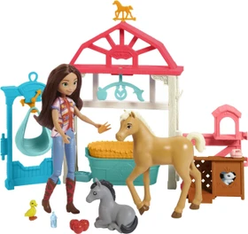 Mattel Spirit Untamed - Luckys Tierbaby-Pflegestation mit Pony & Fohlen