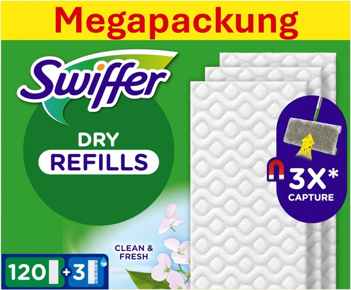Swiffer Dry Bodentücher Clean & Fresh Nachfüllpack, 123 Stück