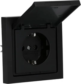 Busch-Jaeger Future Linear Steckdosen-Einsatz mit Klappdeckel, schwarz matt