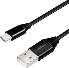 LogiLink USB 2.0 Kabel USB-A Stecker zu USB-C Stecker 1.0m schwarz