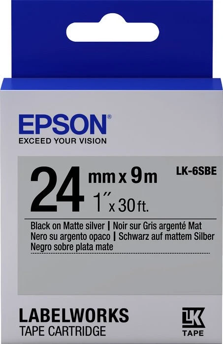Epson LK-6SBE Beschriftungsband, 24mm, schwarz/silber