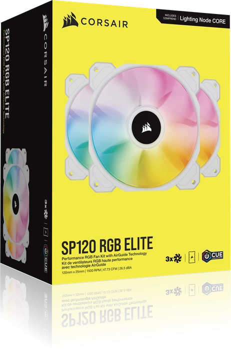 Corsair SP Series iCUE SP120 RGB Elite Triple Fan Kit, weiß, LED-Steuerung, 120mm, 3er-Pack