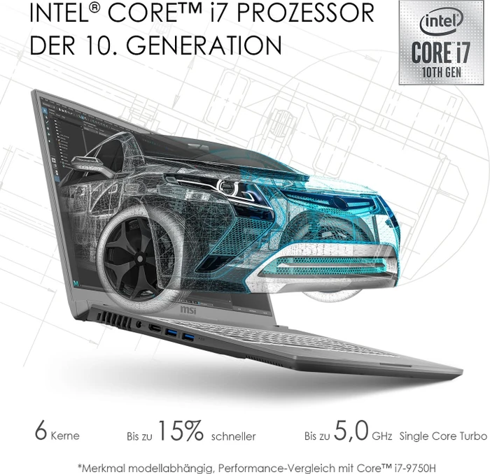 MSI WF75 10TJ-217 Mobile Workstation WF75 10TJ-217, Space Grey, Core i7-10750H, 32GB RAM, 1TB SSD, Quadro T2000, DE