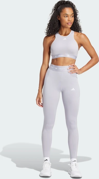 adidas TECHFIT Stash Pocket Full-Length Hose lang glory grey (Damen)