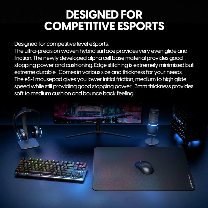 Pulsar Gaming Gears ES1 eSports Gaming-Mauspad L, 419x330mm, schwarz