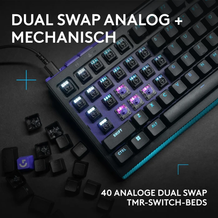 Logitech G512 X 98 TMR, schwarz, Dual-Swap analog/mechanisch, taktil, USB, DE