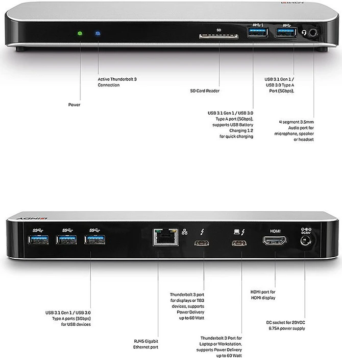Lindy Thunderbolt 3 Docking Station, Thunderbolt 3 [Buchse]