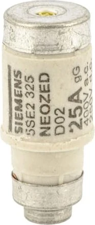 Siemens NEOZED-Sicherungseinsatz, D02, 25 A, gG, Un AC: 400 V, Un DC: 250 V, mit verzinnten Kontaktkappen
