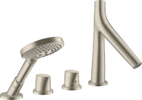Hansgrohe Axor Starck Organic 4-Loch Wannenrandarmatur mit Thermostat brushed nickel