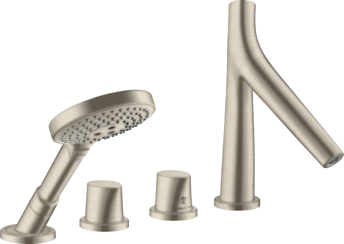 Hansgrohe Axor Starck Organic 4-Loch Wannenrandarmatur mit Thermostat brushed nickel